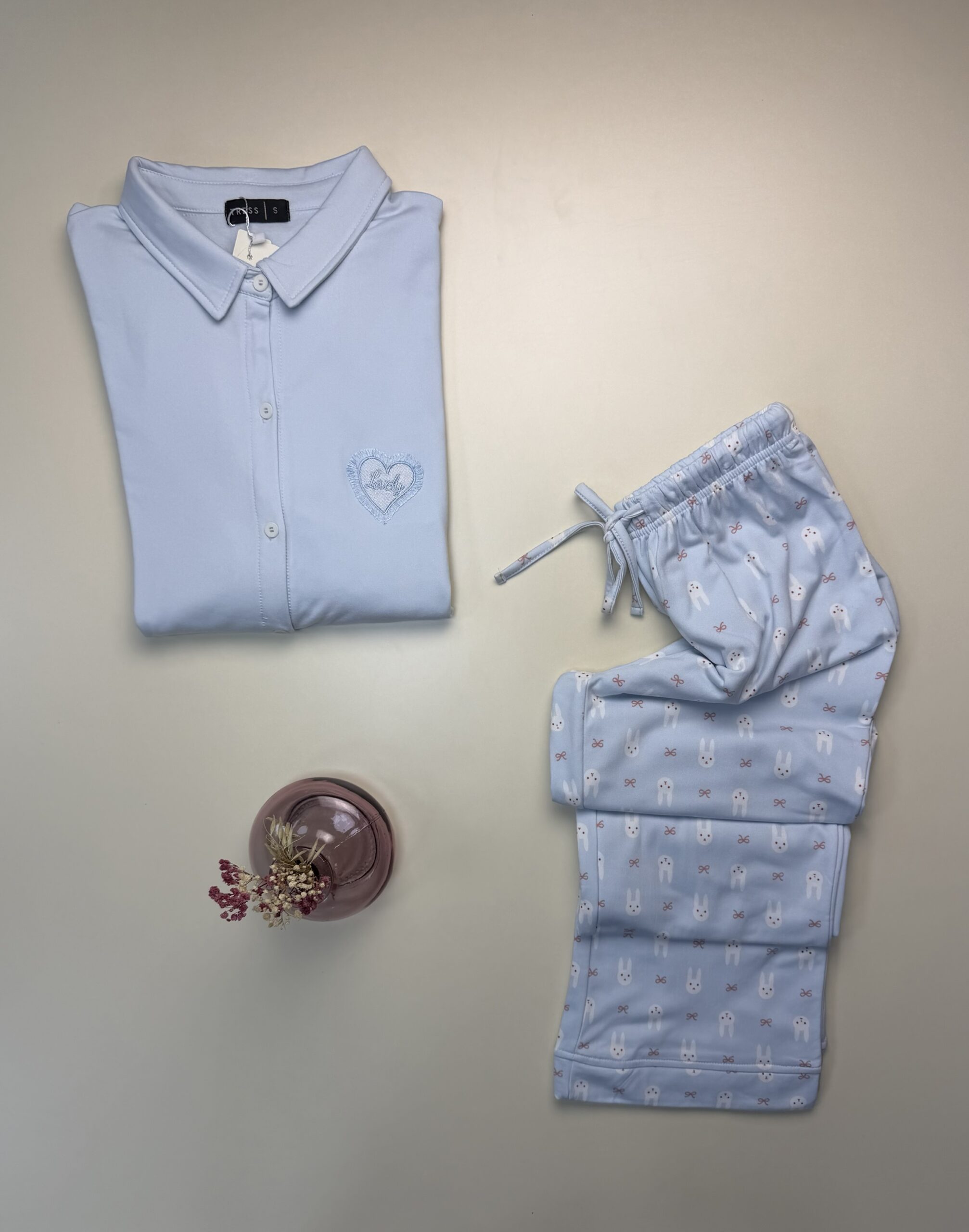 Pyjama boutonné haut manche longue " Bleu " – Image 2