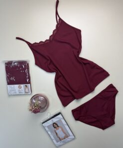 Bustier avec bas " H " - Bordeaux -
