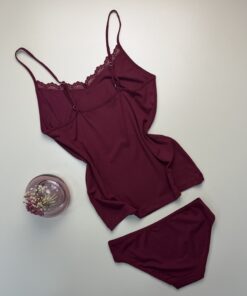 Alternative view of Bustier avec bas " H " - Bordeaux -