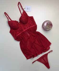 Alternative view of Nuisette + bas H " Rouge "