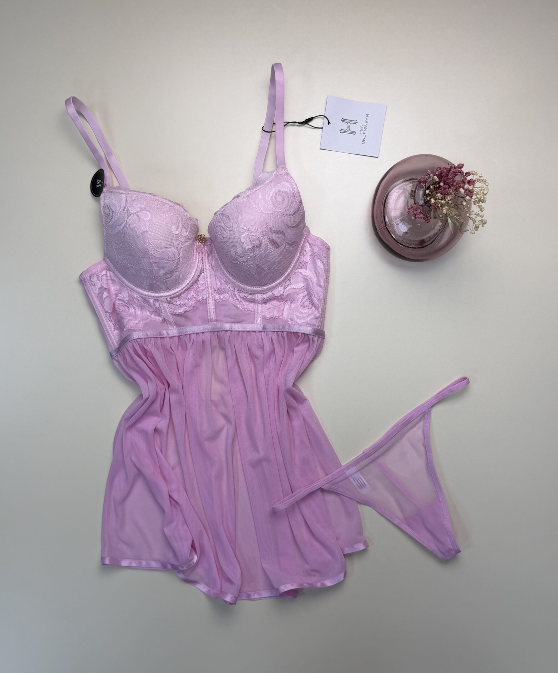 Nuisette + bas H " Rose "