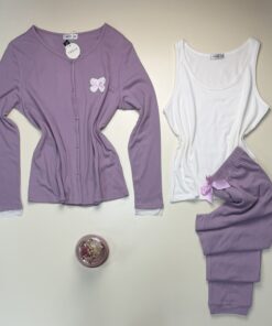 Pyjama 3 pcs boutonné " Mauve "