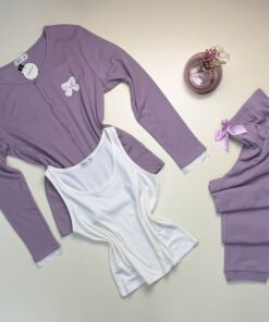 Alternative view of Pyjama 3 pcs boutonné " Mauve "