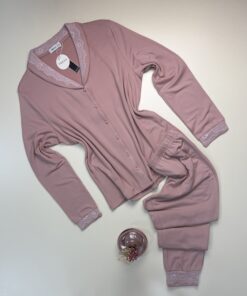 Pyjama haut manche longue boutonné " Rose "