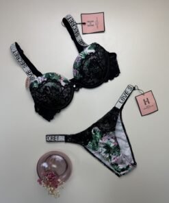 Ensemble 2pcs -Push up- "Vert à fleurs"