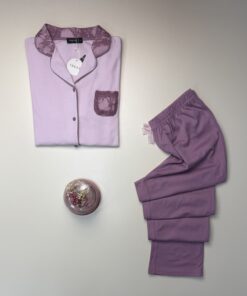 Alternative view of Pyjama haut manche longue boutonné " Mauve "