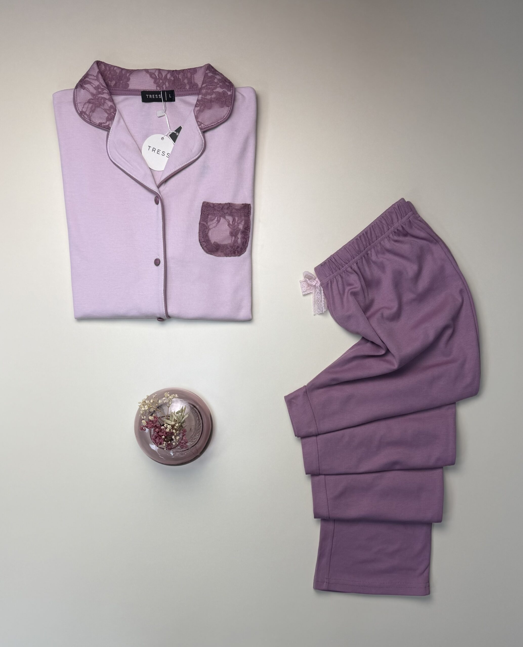 Pyjama haut manche longue boutonné " Mauve " – Image 2