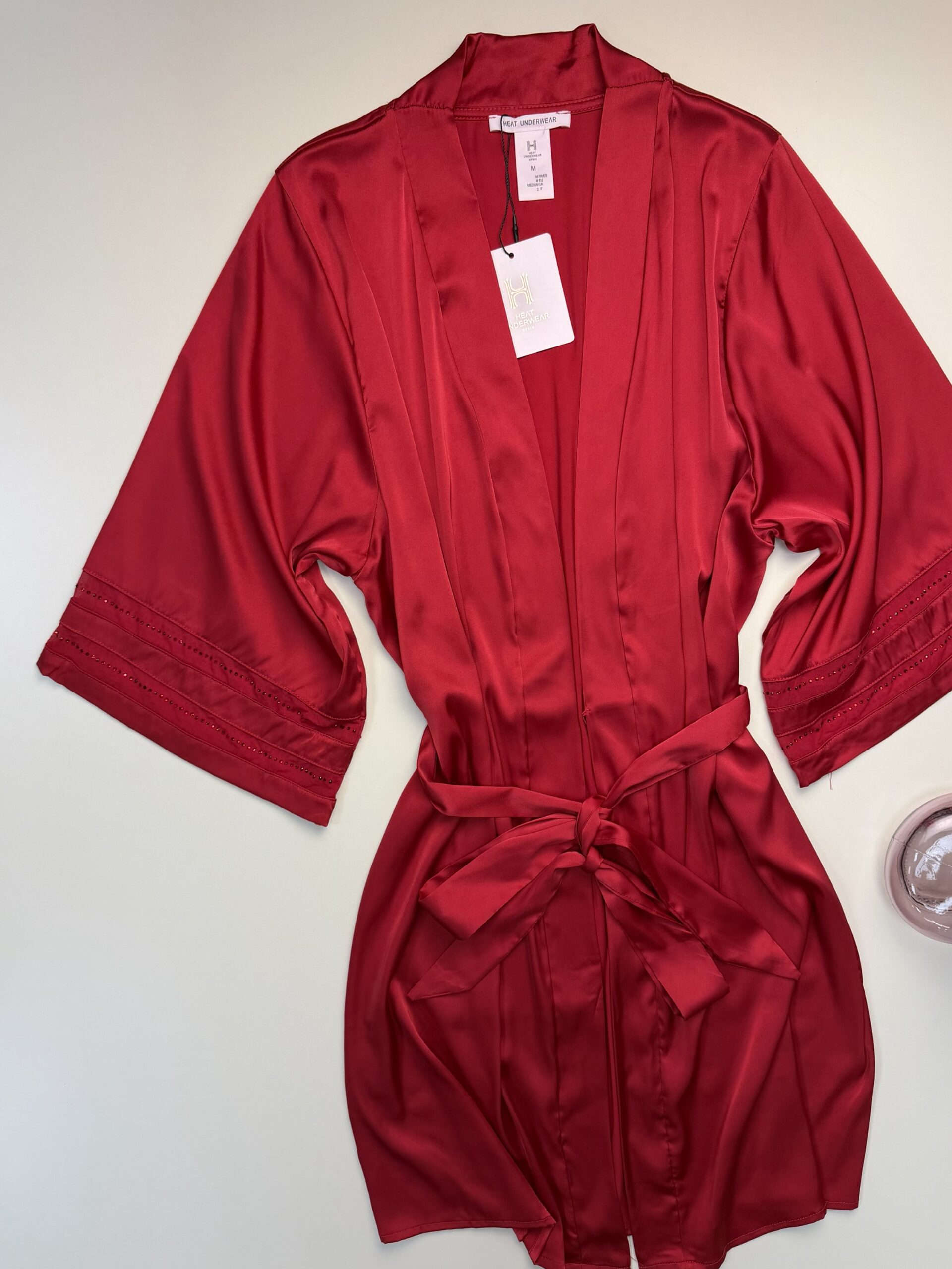 Ensemble nuisette peignoir en satin " Rouge " – Image 3