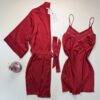 Ensemble nuisette peignoir en satin " Rouge "