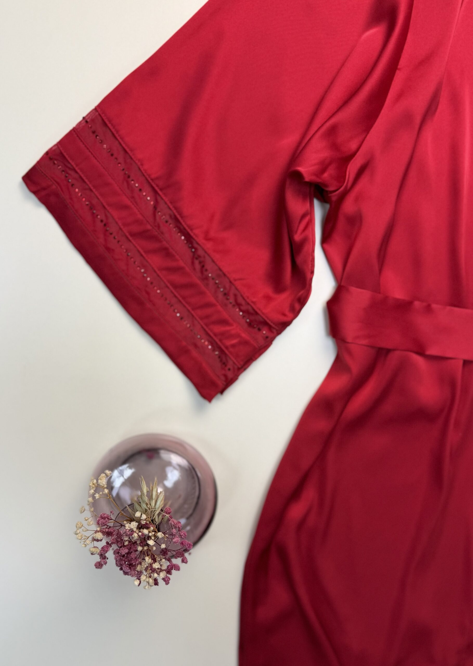 Ensemble nuisette peignoir en satin " Rouge " – Image 5