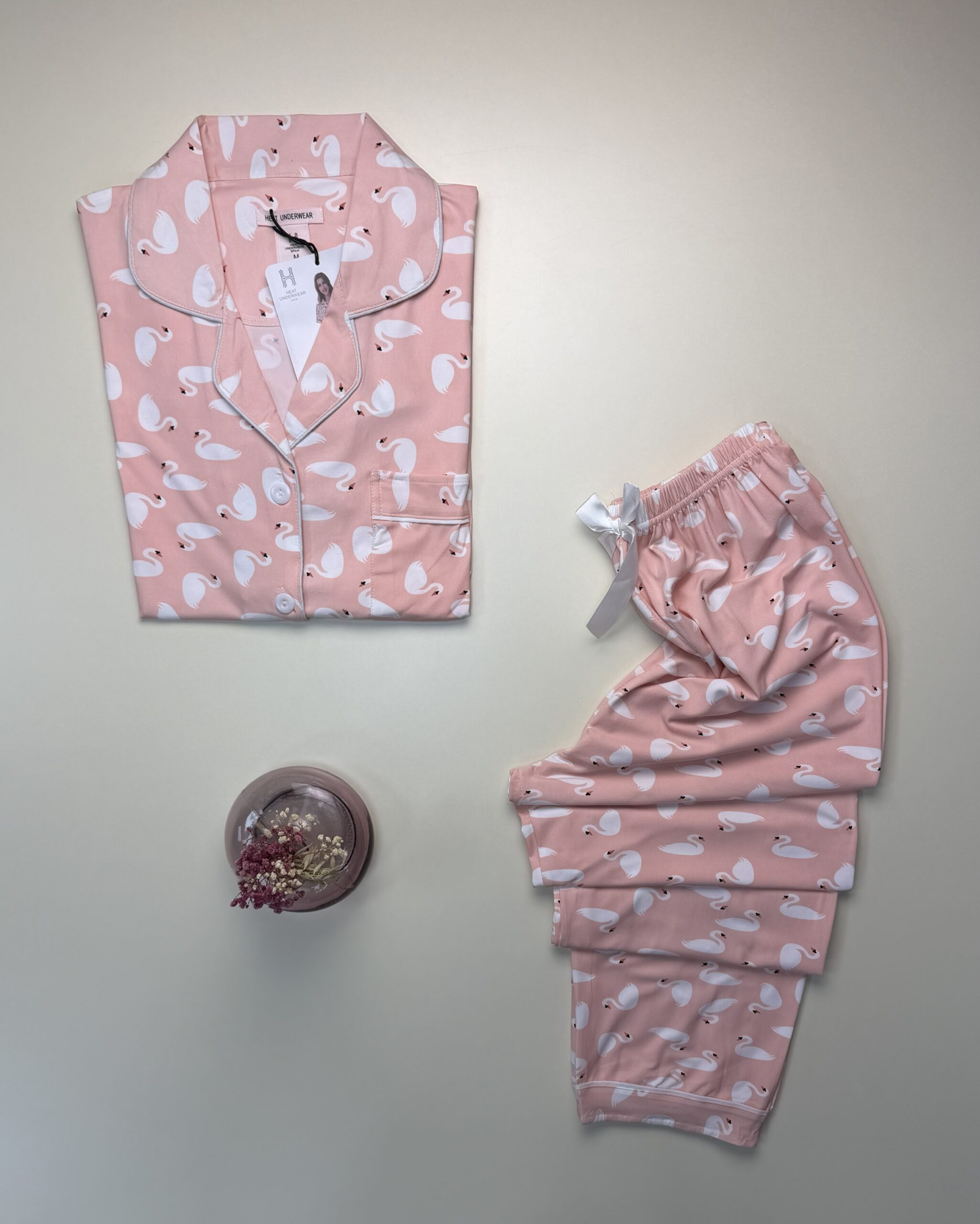 Pyjama boutonné haut demi manche H " Flamant rose " – Image 3