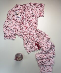 Pyjama boutonné haut demi manche H " rose cœur "