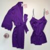 Nuisette peignoir long en satin " Violet "
