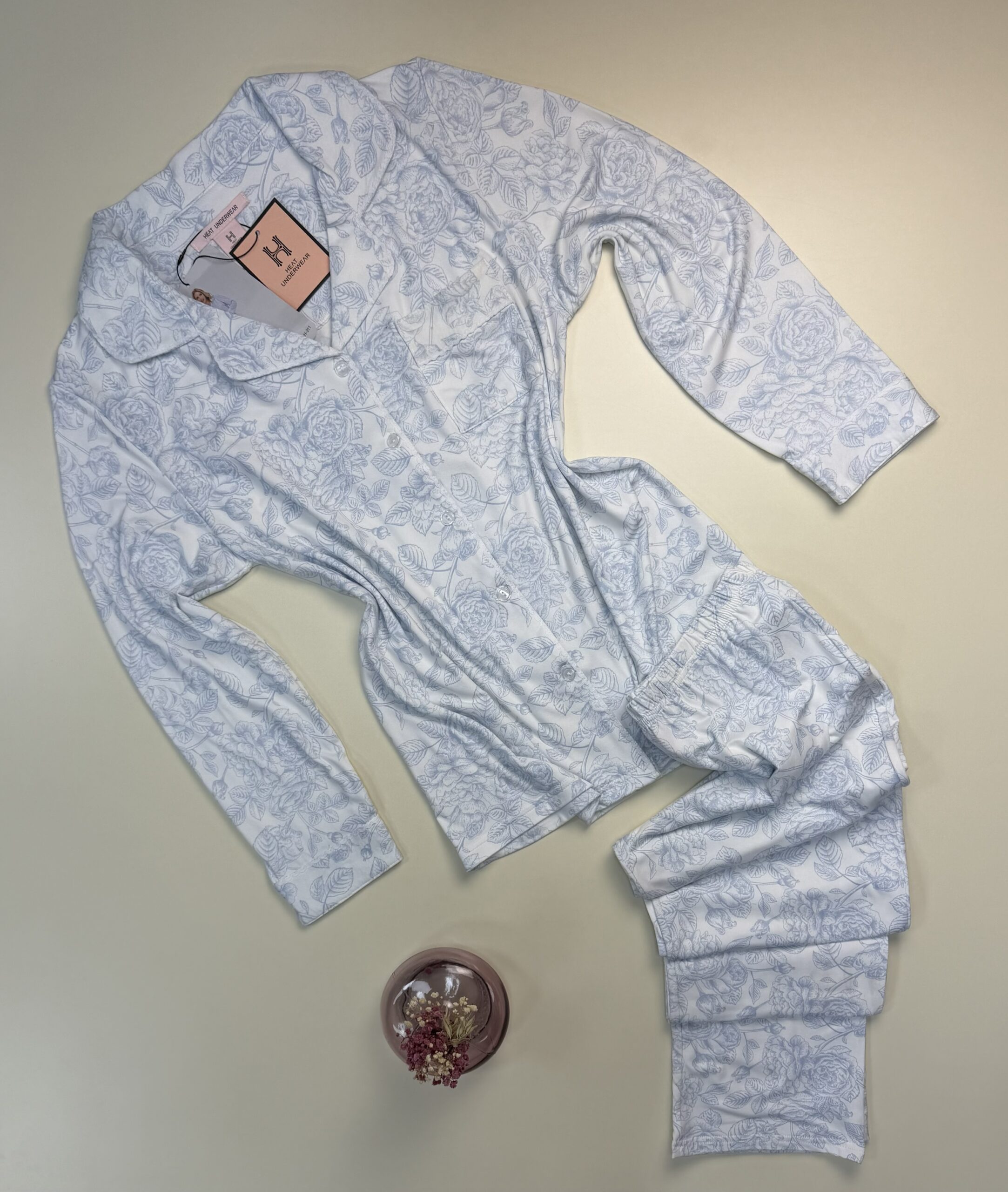 Pyjama haut manche longue boutonnée " Bleu " - H -