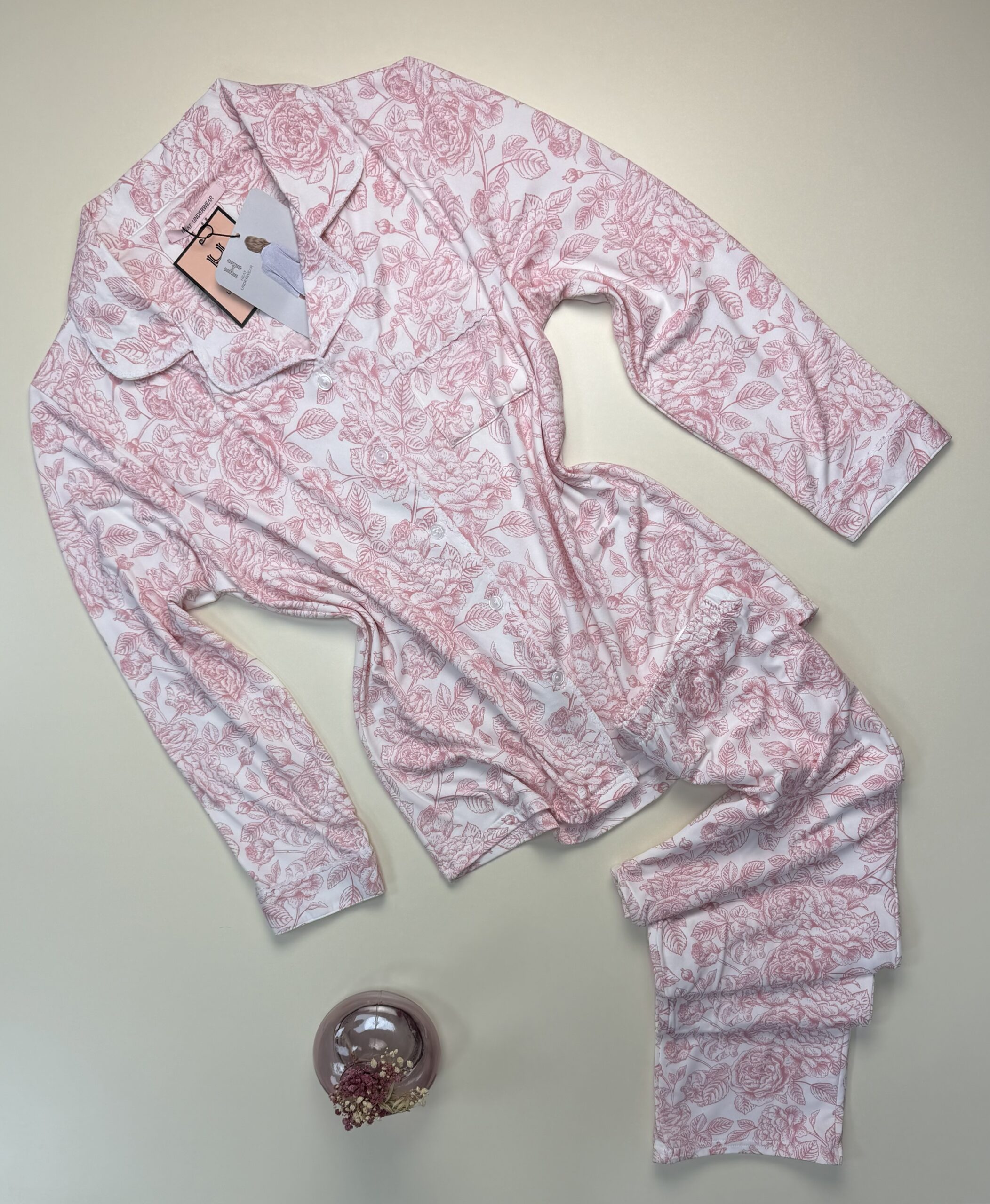 Pyjama haut manche longue boutonnée " Rose " - H -