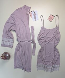 Ensemble nuisette peignoir " Gris "