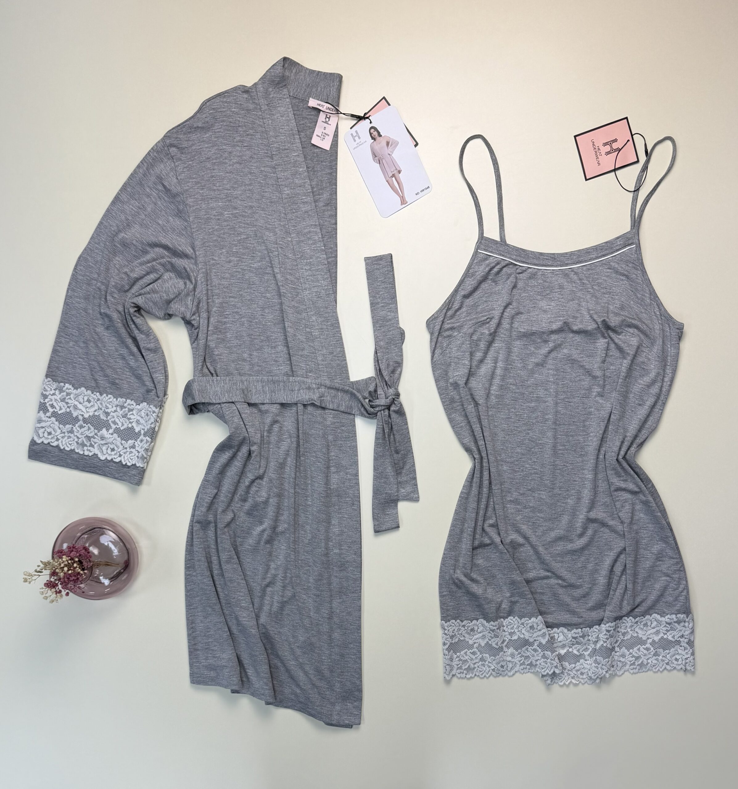 Ensemble nuisette peignoir " Gris "