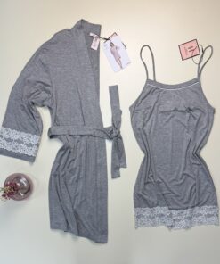 Ensemble nuisette peignoir " Bois de rose "