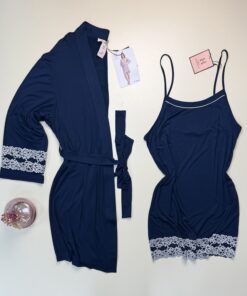 Ensemble nuisette peignoir " Bleu "