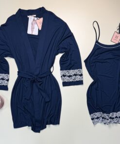 Alternative view of Ensemble nuisette peignoir " Bleu "