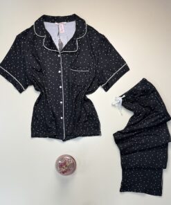 Alternative view of Pyjama boutonnée haut demi manche -H- " Noir "