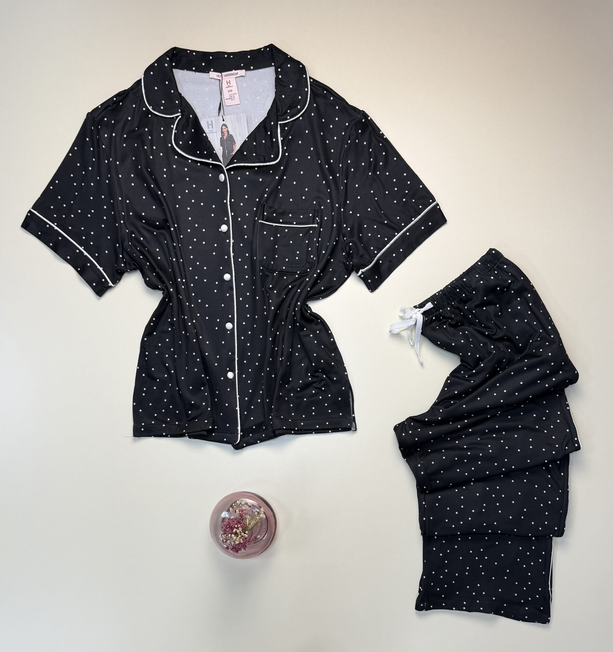 Pyjama boutonnée haut demi manche -H- " Noir " – Image 2