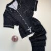 Pyjama boutonnée haut demi manche -H- " Noir "