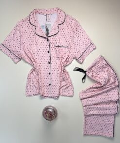 Alternative view of Pyjama boutonnée haut demi manche -H- " Rose "