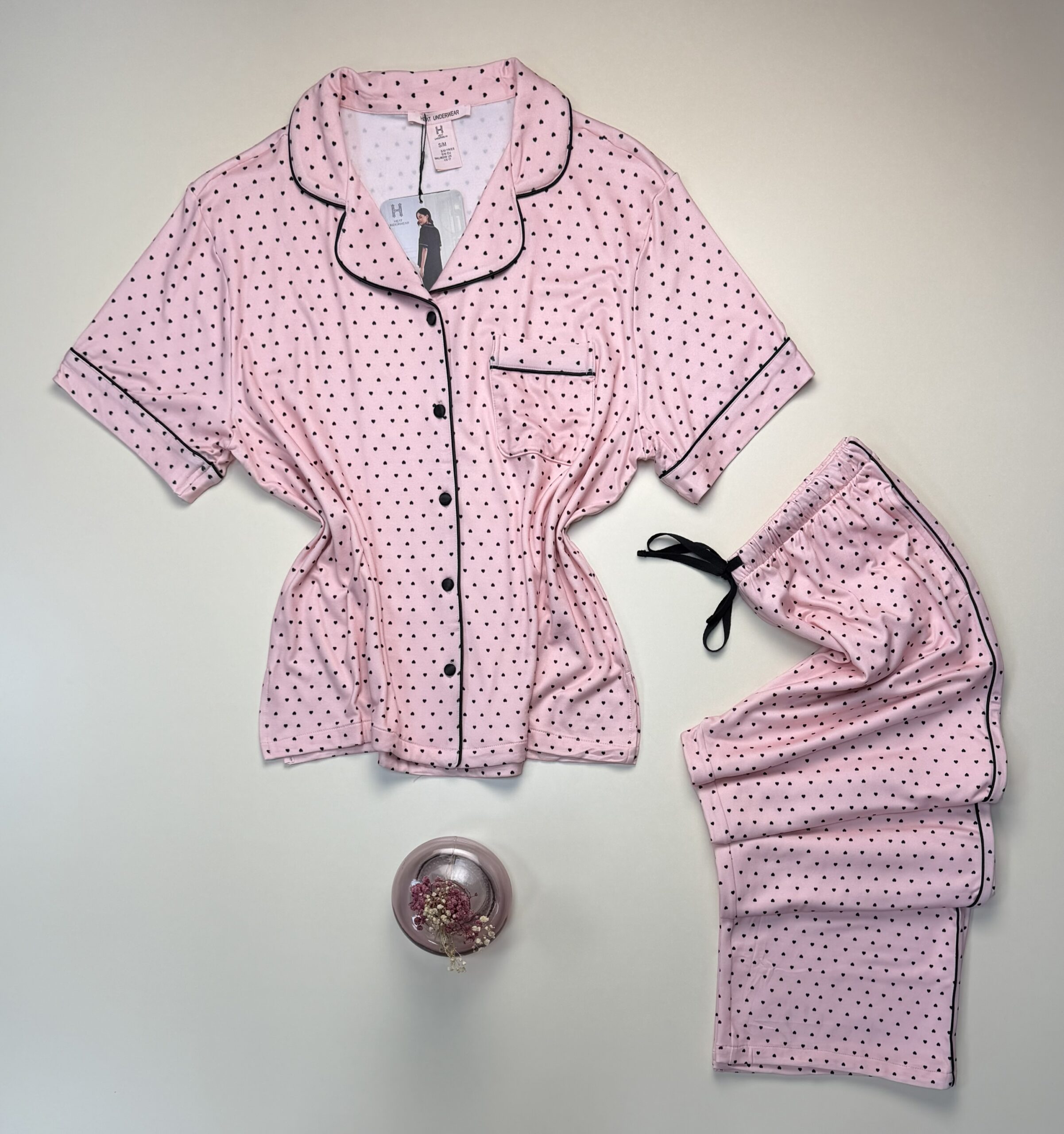 Pyjama boutonnée haut demi manche -H- " Rose " – Image 2