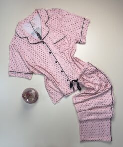 Pyjama boutonnée haut demi manche -H- " Rose "