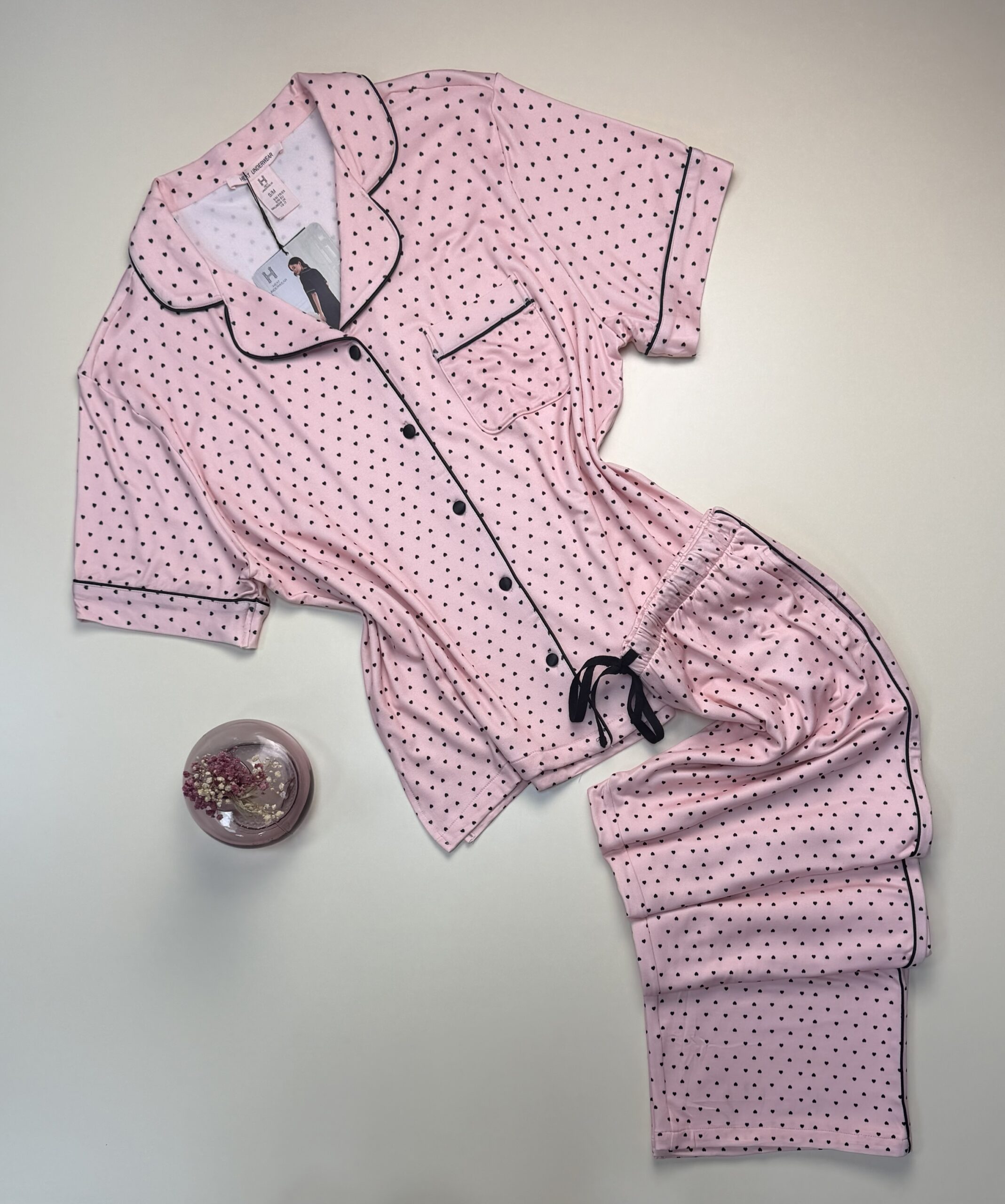 Pyjama boutonnée haut demi manche -H- " Rose "