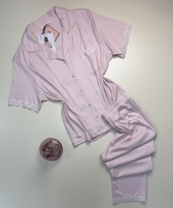 Pyjama boutonnée haut demi manche -H- " Rose "