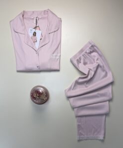 Alternative view of Pyjama boutonnée haut demi manche -H- " Rose "