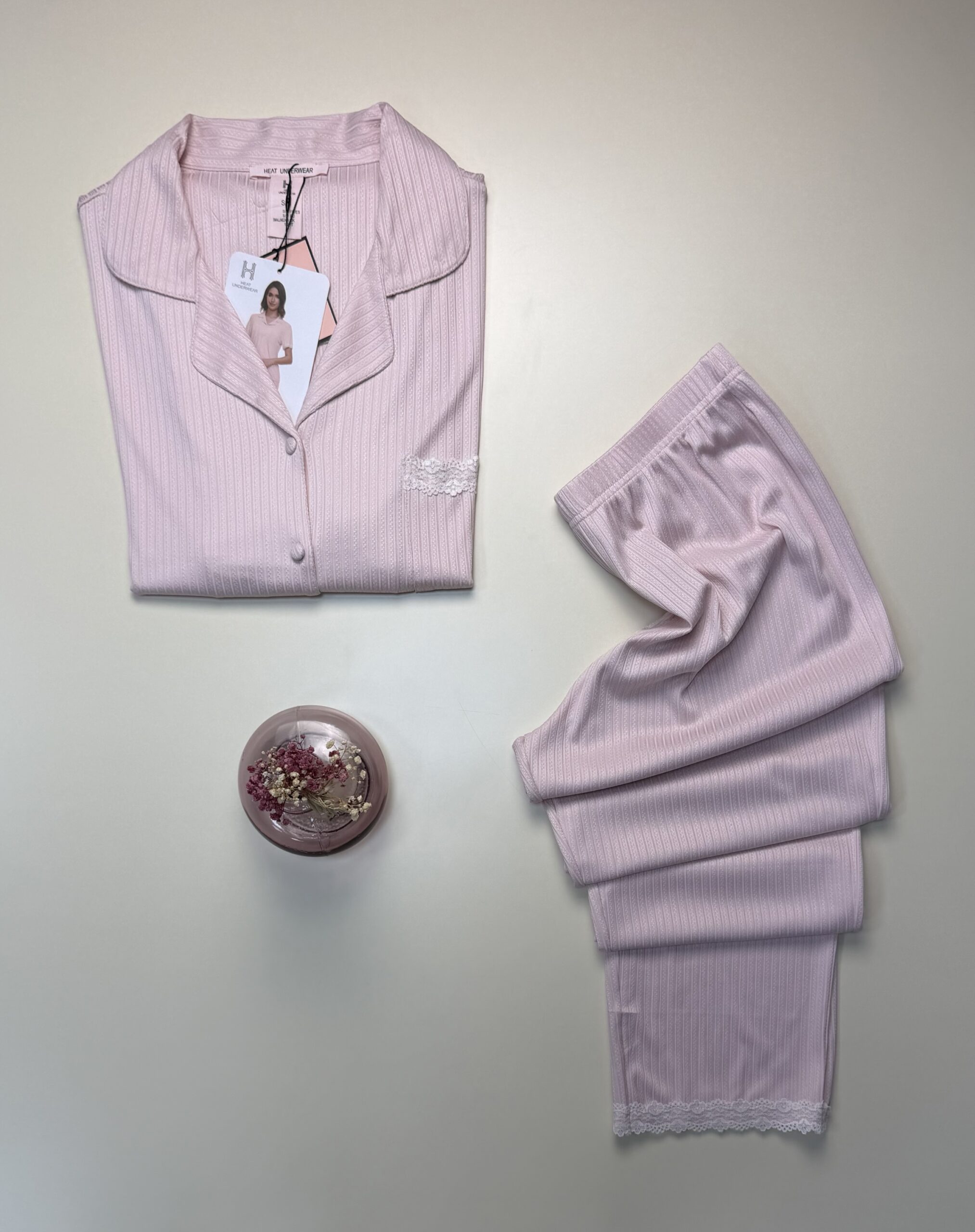 Pyjama boutonnée haut demi manche -H- " Rose " – Image 2