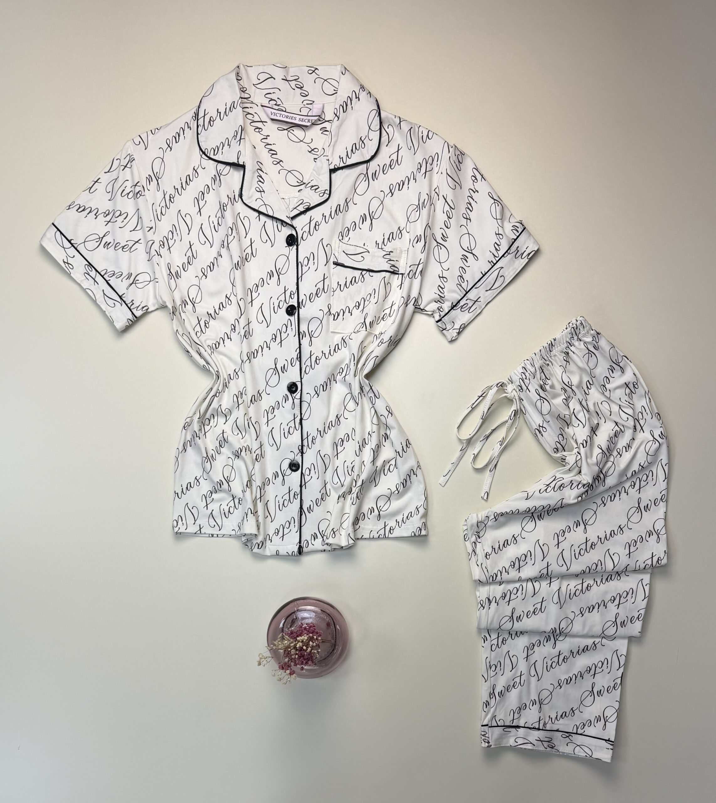 Pyjama boutonné haut demi manche " Blanc cassé " – Image 3