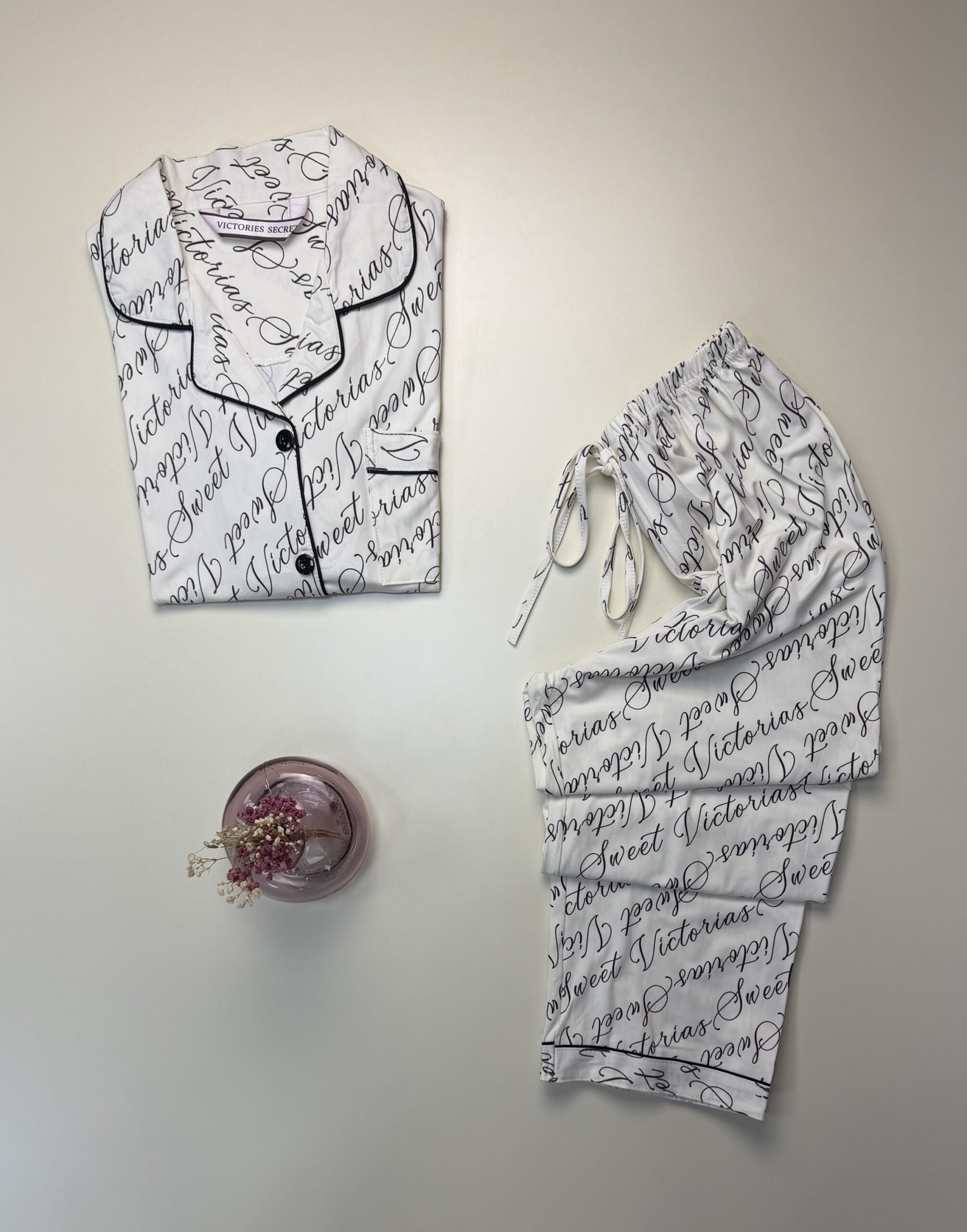 Pyjama boutonné haut demi manche " Blanc cassé " – Image 2