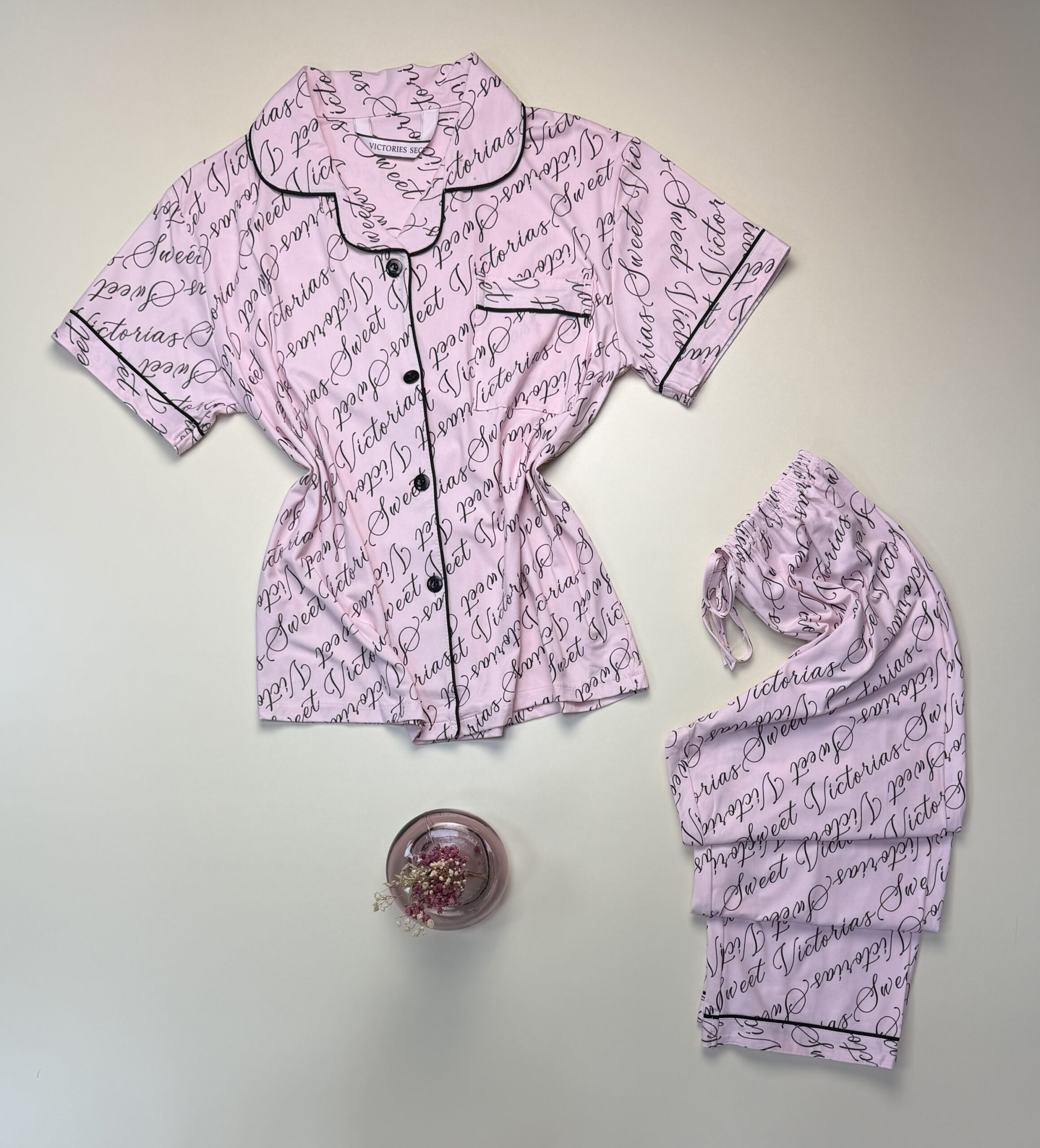 Pyjama boutonné haut demi manche " Rose " – Image 3