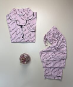 Alternative view of Pyjama boutonné haut demi manche " Rose "