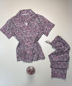 Alternative view of Pyjama boutonné haut demi manche " cœur rose "