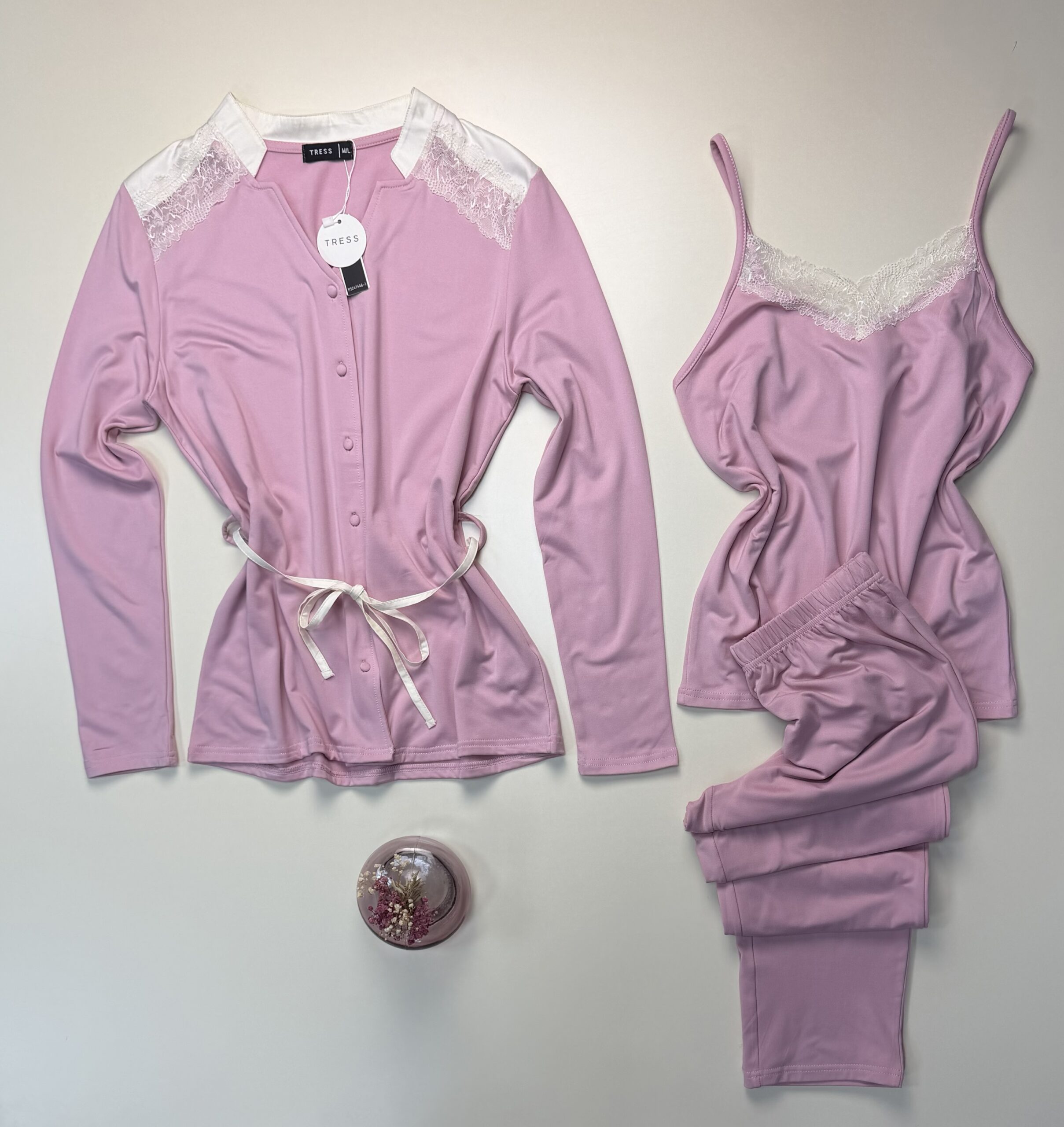 Pyjama 3pcs boutonnée " Rose " – Image 2