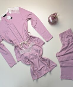 Pyjama 3pcs boutonnée " Rose "