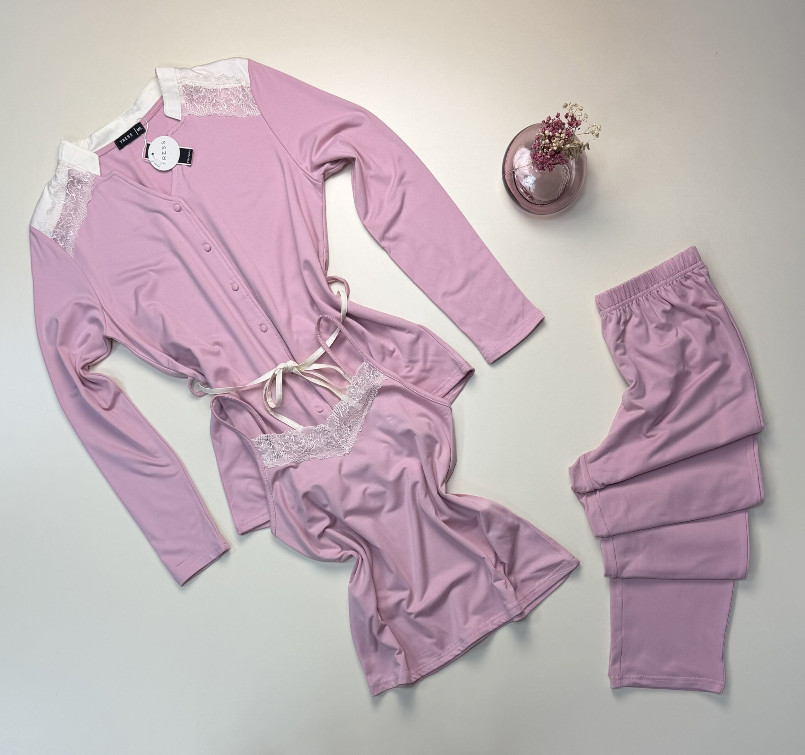 Pyjama 3pcs boutonnée " Rose "