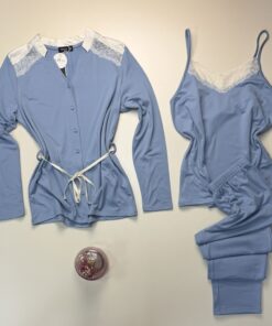 Alternative view of Pyjama 3pcs boutonnée " Bleu "