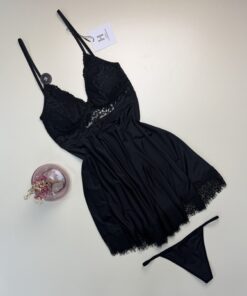 Alternative view of Nuisette + Bas H " Noir "