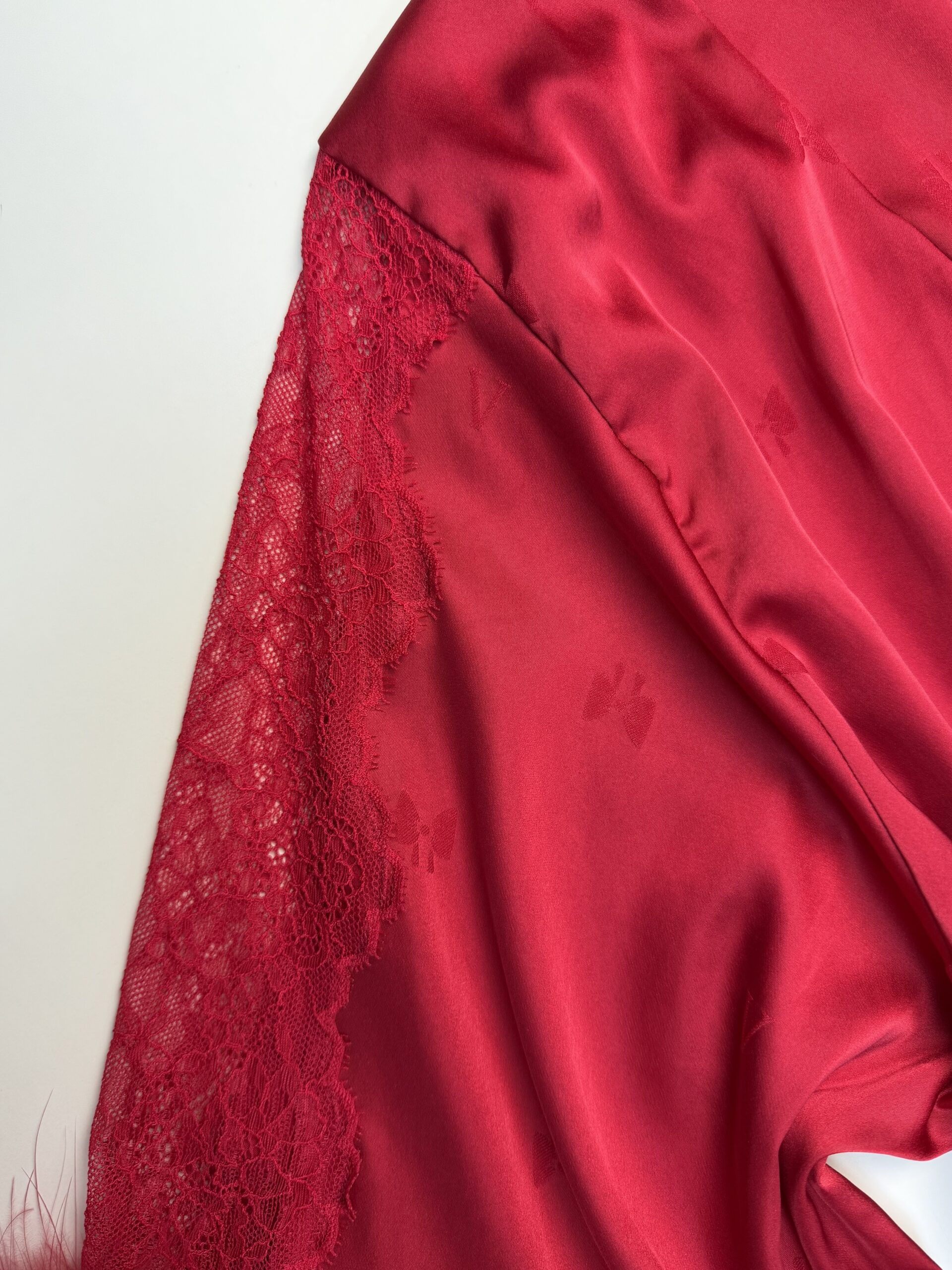 Ensemble nuisette peignoir en satin " Rouge " – Image 3