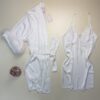 Ensemble nuisette peignoir en satin " Blanc "