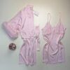 Ensemble nuisette peignoir en satin " rose "
