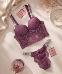 Ensemble corset H " Bois de rose "
