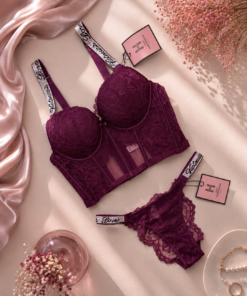 Ensemble corset H " Aubergine "