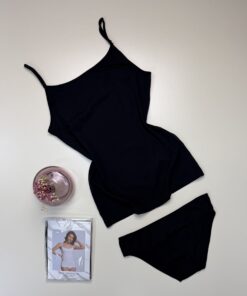 Bustier+bas H - coton - " Noir "